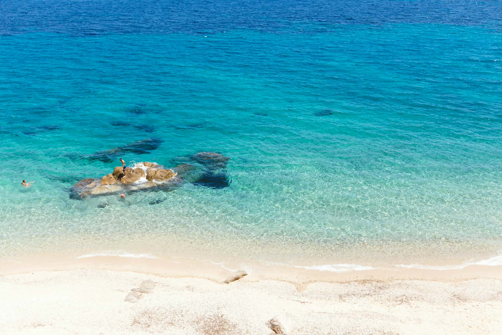 Ouranoupoli and Ammouliani coastline in Halkidiki Greece crystal clear waters