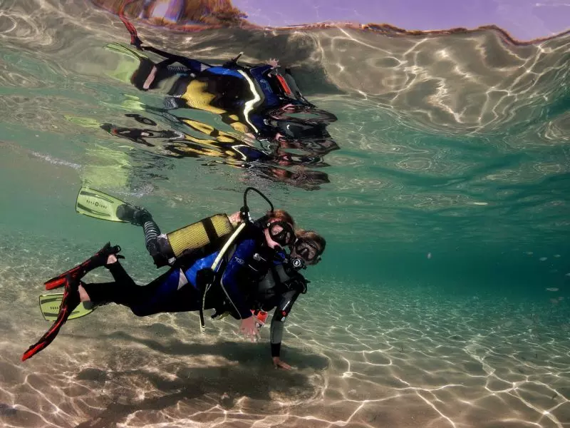 Children scuba diving
