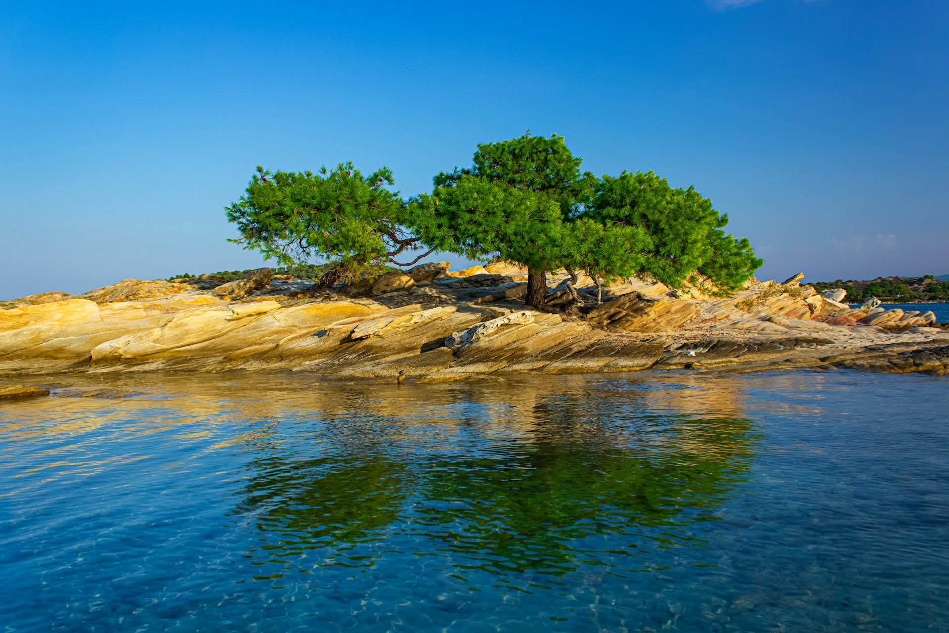 Calm Mediterranean Sea conditions with clear blue water suitable for diving and snorkeling